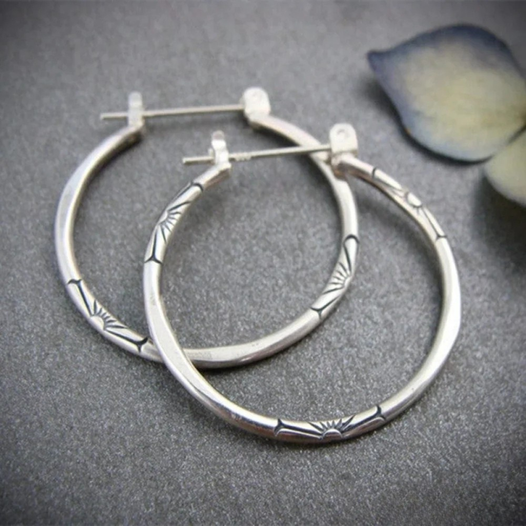 Pendientes vintage de aro en plata