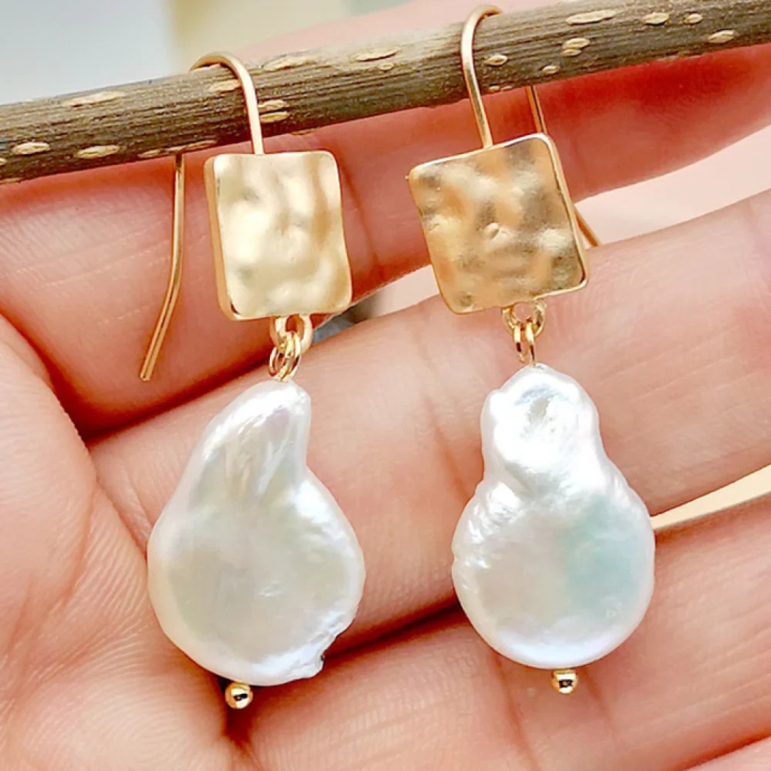 Pendientes Vintage de Perlas de Agua Dulce