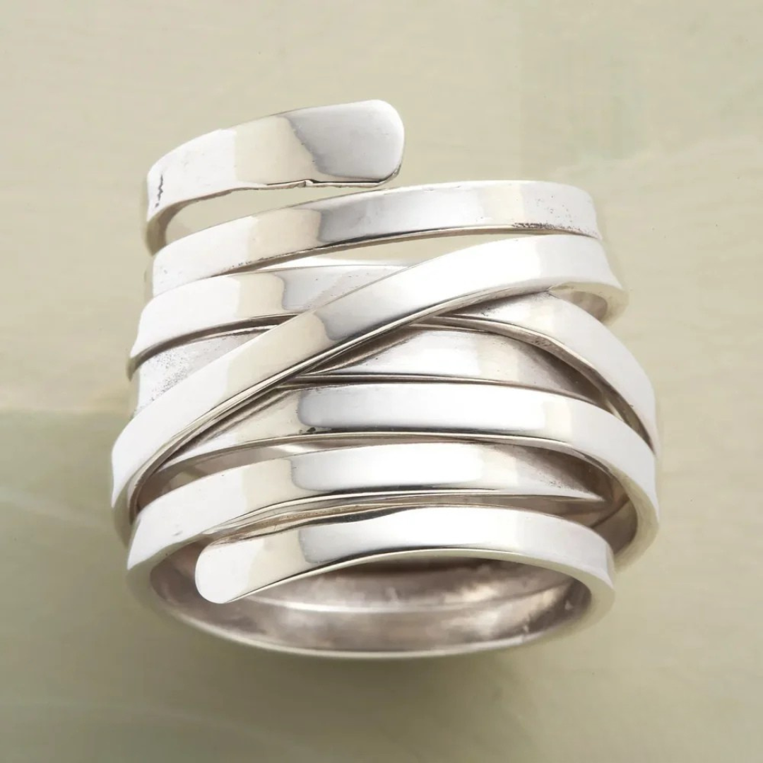 Anillo Vintage de Plata con Diseño Dikke Laag