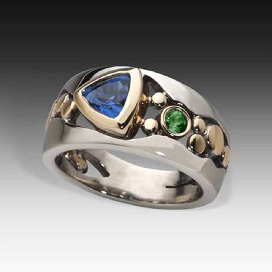 Anillo Vintage Sienna con Cristal Azul