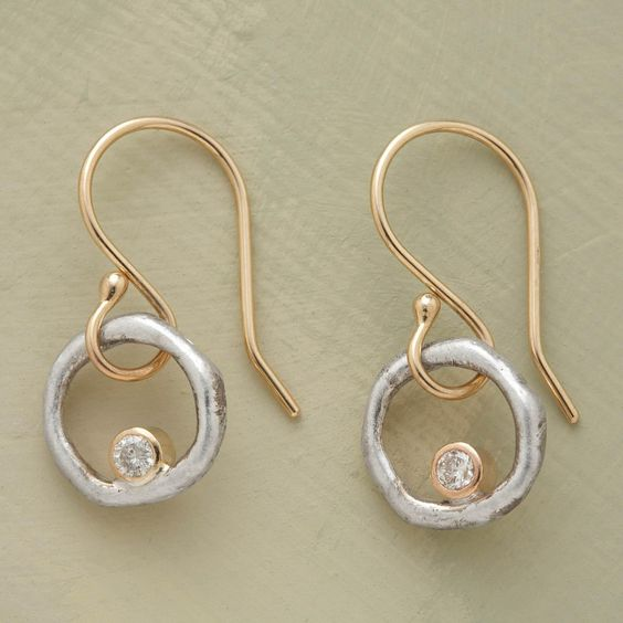 Pendientes vintage de circonita en oro y plata