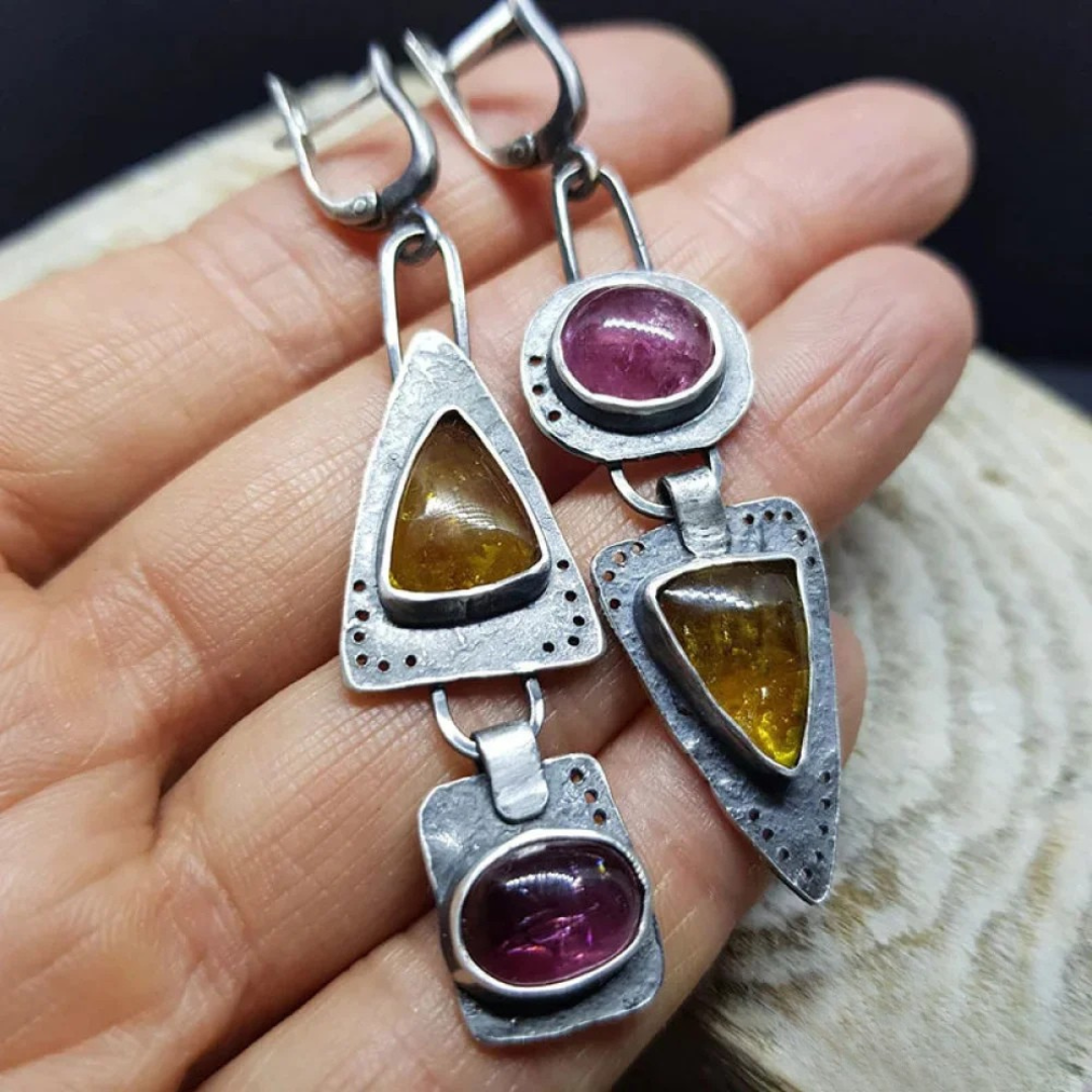 Pendientes vintage de triángulos geométricos