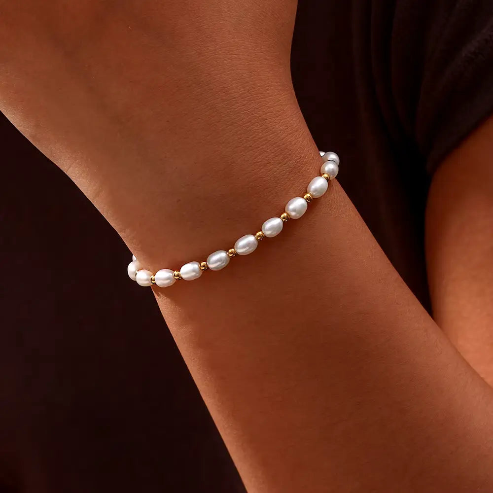 Pulsera Clásica de Perlas Naturales