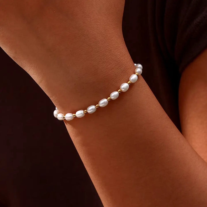 Pulsera Clásica de Perlas Naturales
