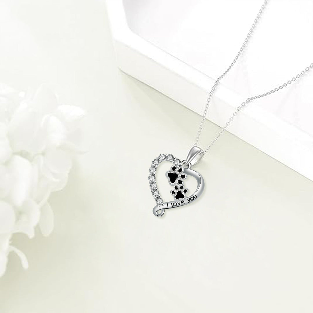 Cadena Vriend de Pata de Hart en Plata y Negro
