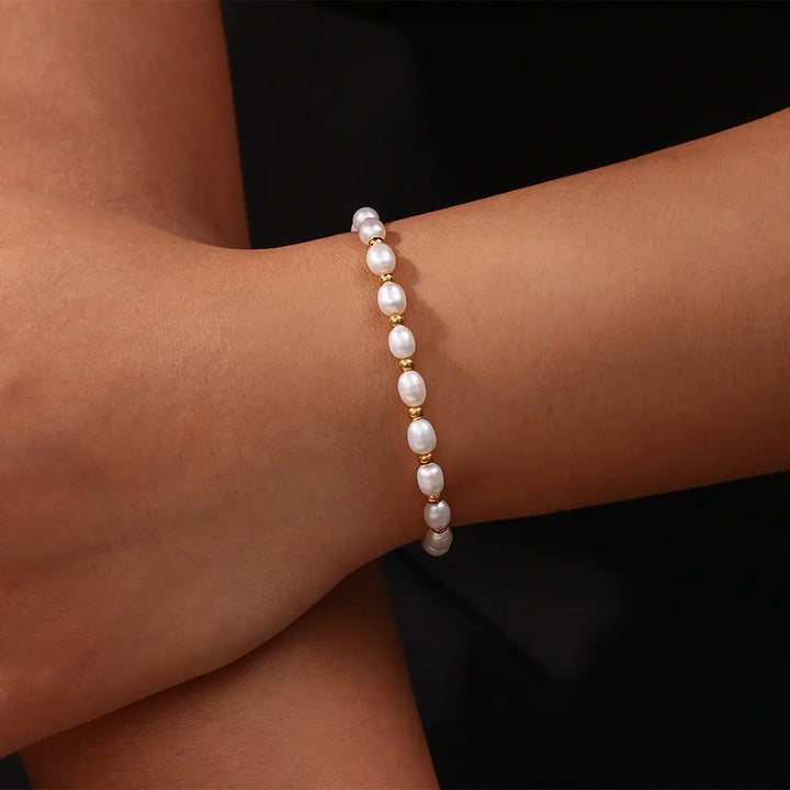 Pulsera Clásica de Perlas Naturales