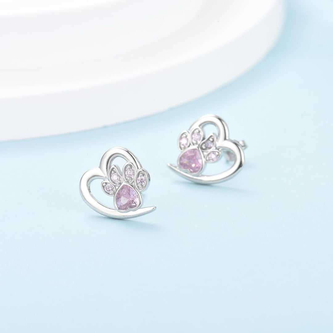 Pendientes de Huella y Corazón – Joyería Ideal para Amantes de los Animales