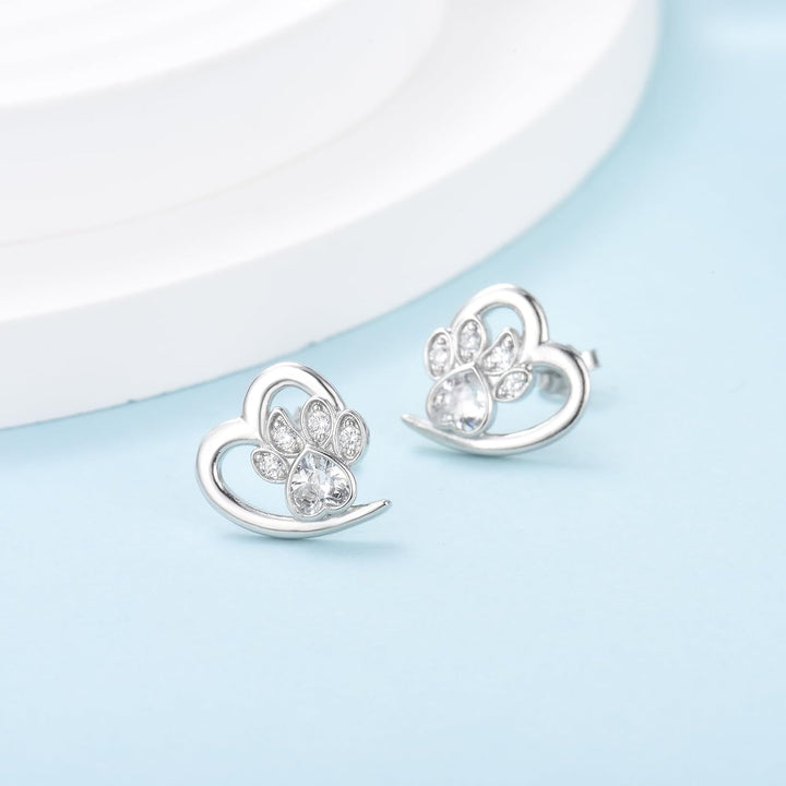 Pendientes de Huella y Corazón – Joyería Ideal para Amantes de los Animales