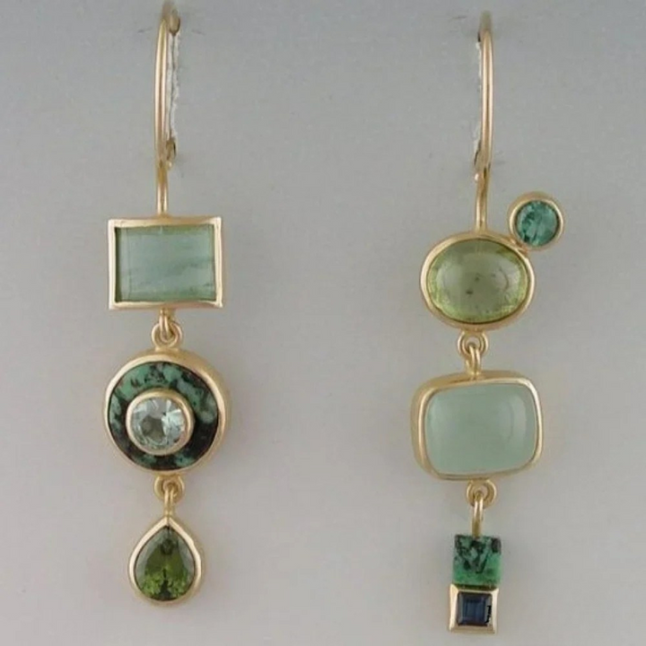 Pendientes colgantes vintage en tono verde