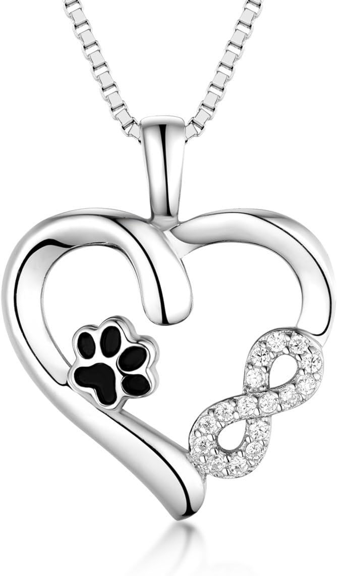 Collar con Huella y Corazón con Colgante Infinito