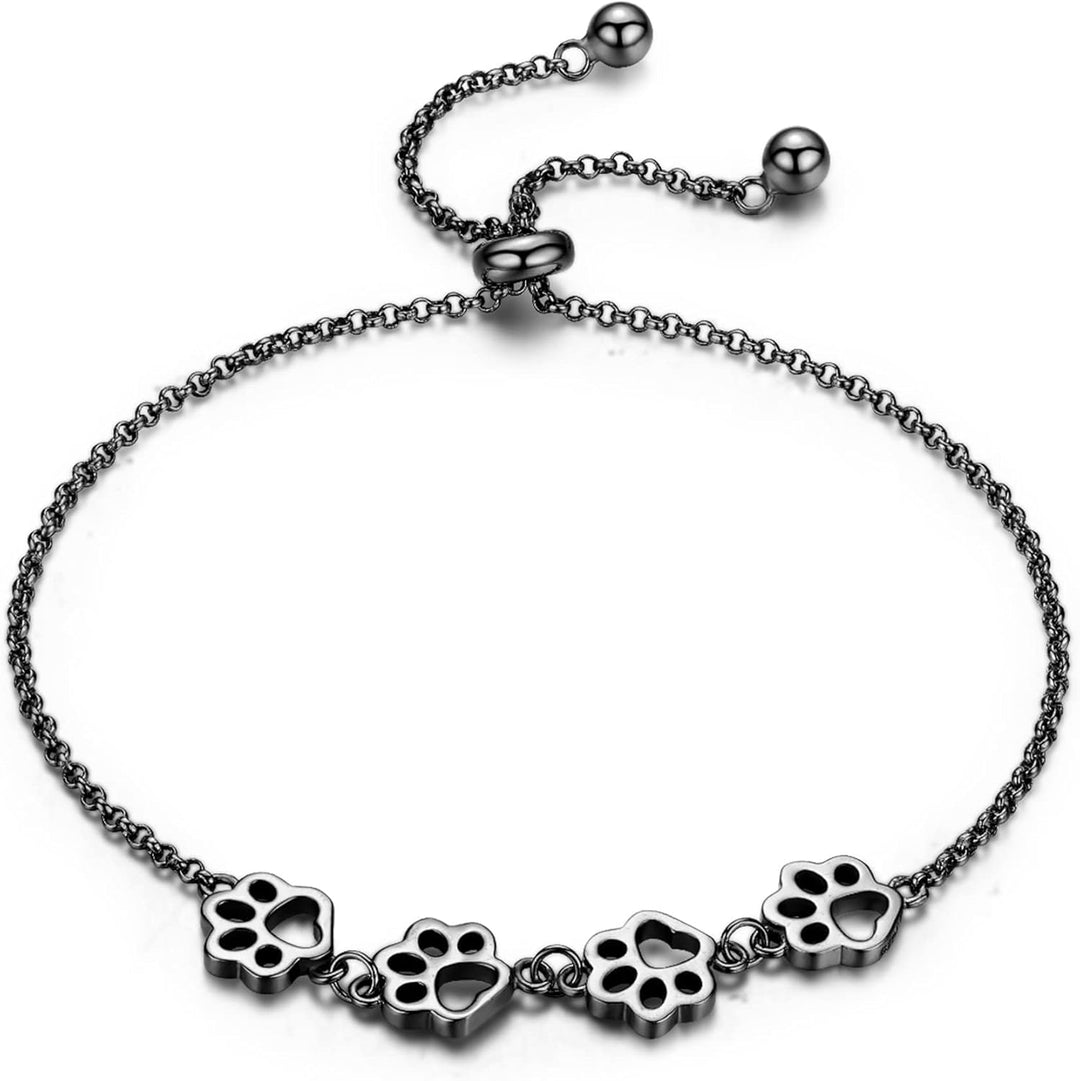Pulsera Ajustable de Plata de Ley con Diseño de Huella de Perro