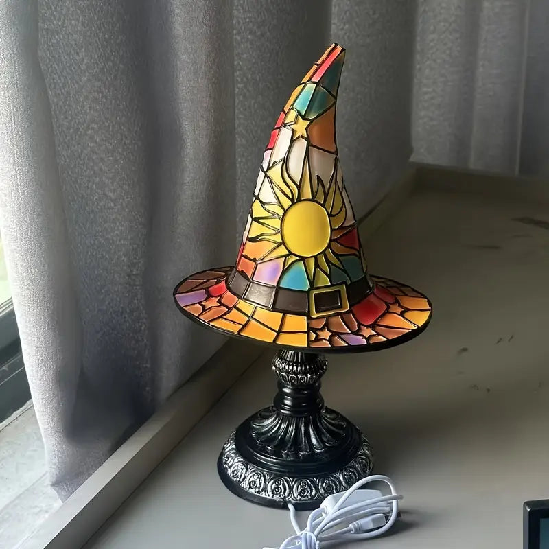 Lámpara de Vidrio Rayada en Forma de Sombrero de Bruja