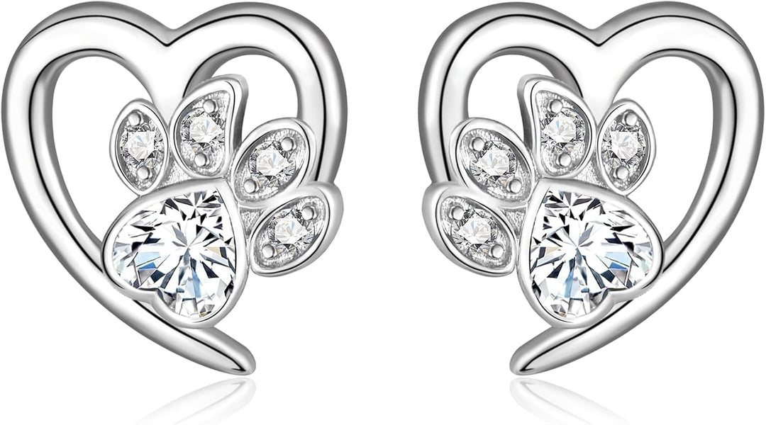 Pendientes de Huella y Corazón – Joyería Ideal para Amantes de los Animales