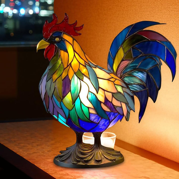 Lampara de Vidrio en Forma de Gallo