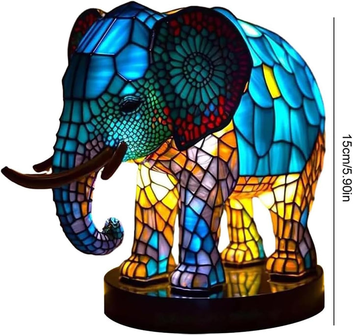 Lámpara de Vidrio Colorida en Forma de Elefante