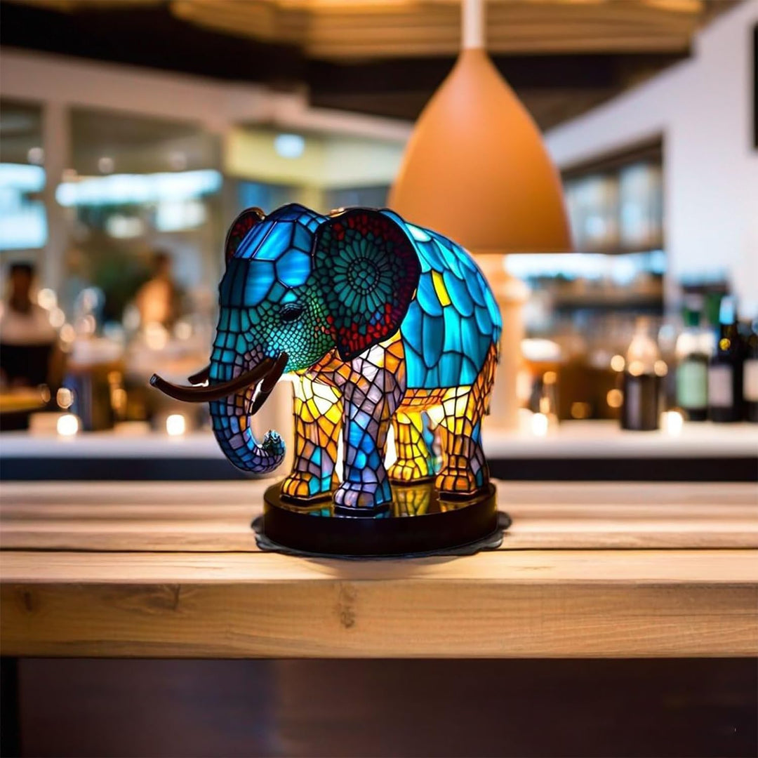 Lámpara de Vidrio Colorida en Forma de Elefante