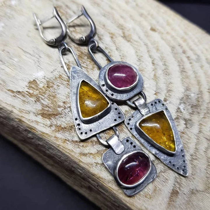 Pendientes vintage de triángulos geométricos