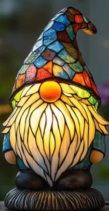 Lámpara de Vidrio Templado con Diseño de Gnomo Juguetón