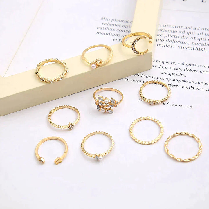 10 Pares de Anillos Bohemios en Plata y Oro