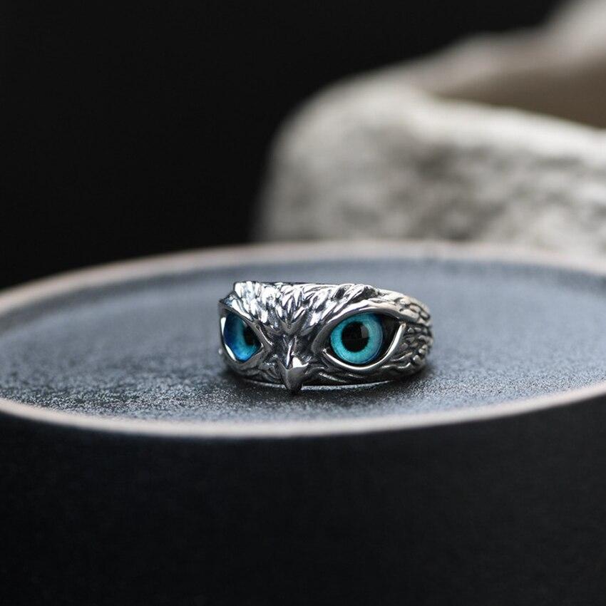 Anillo de Plata Ajustable con Búho Alegre y Ópalo