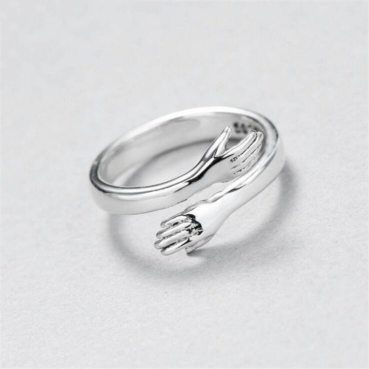 Anillo ajustable de plata con diseño de peluche