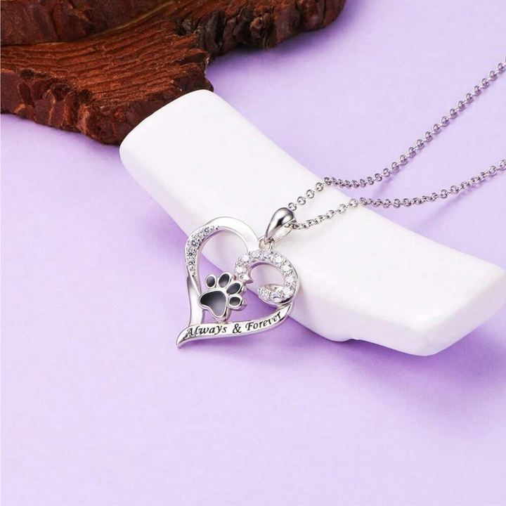 Collar de Acero Inoxidable Elegante con Corazón y Huella para Aficionados a los Perros