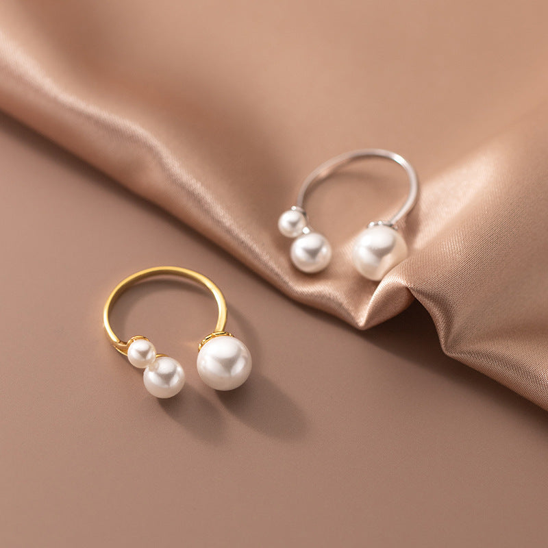 Anillo Ajustable Triple con Perlas de Agua Dulce