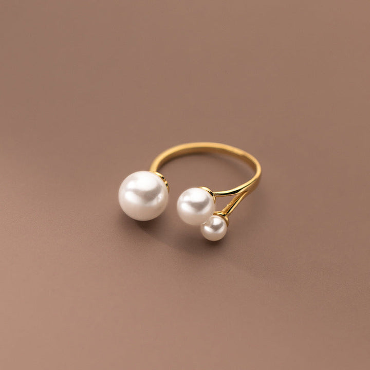 Anillo Ajustable Triple con Perlas de Agua Dulce