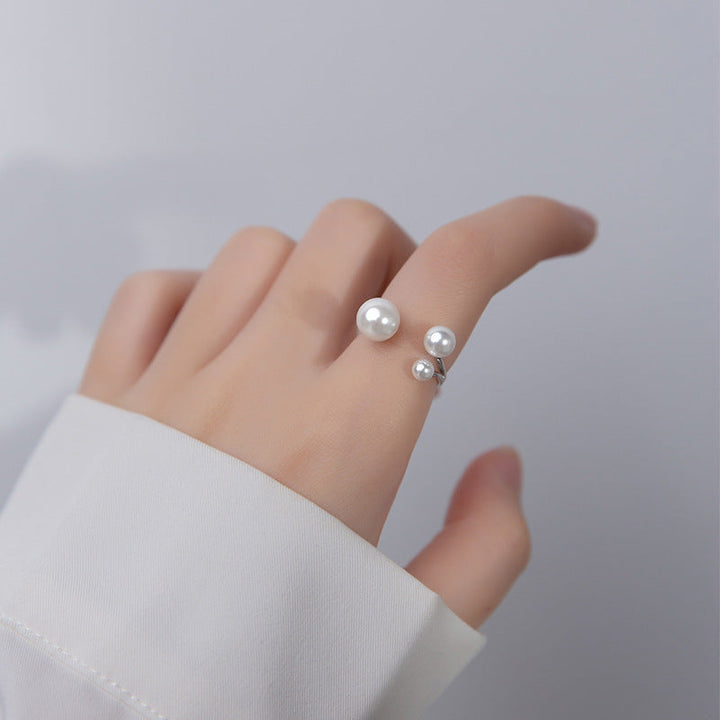 Anillo Ajustable Triple con Perlas de Agua Dulce