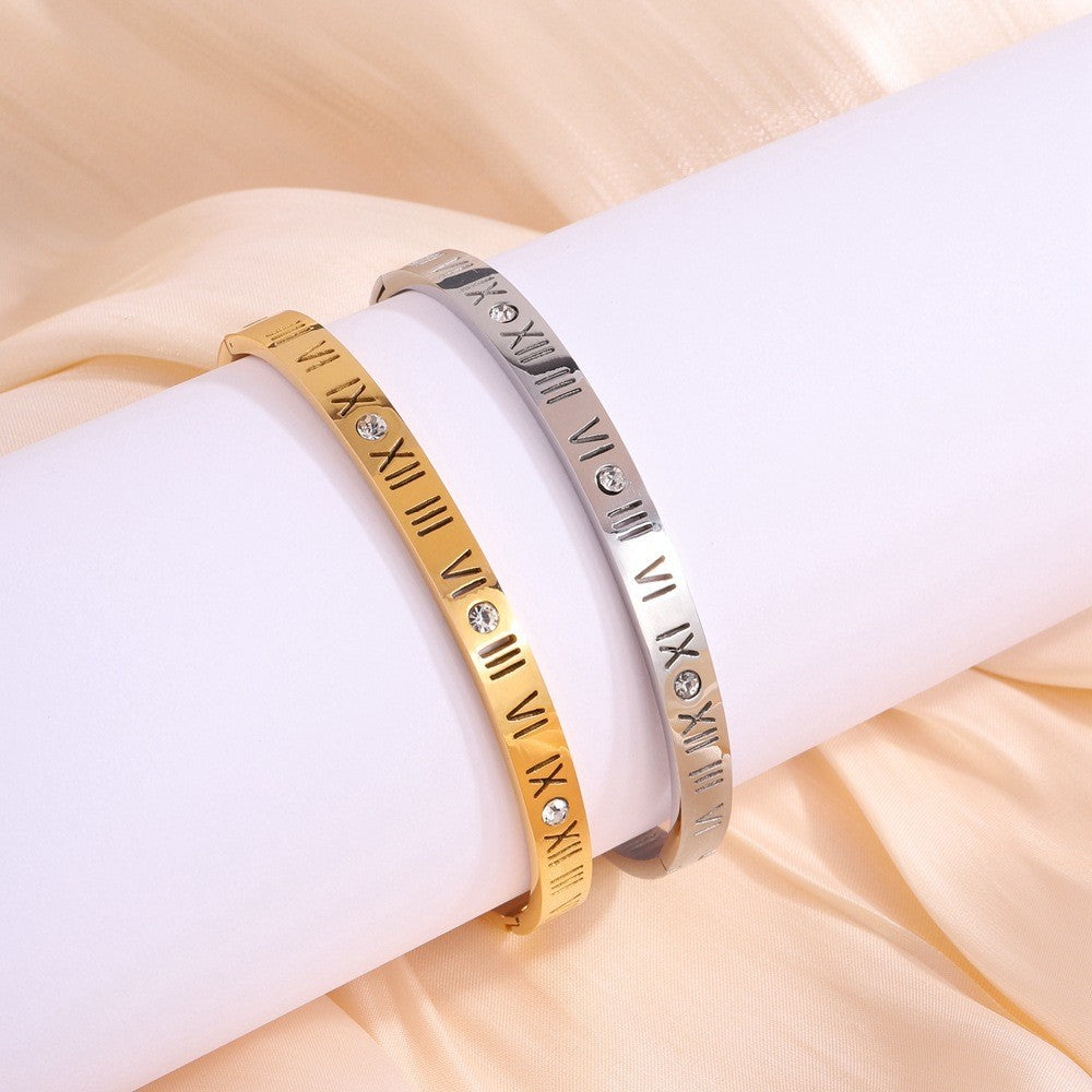 Pulsera de Titanio con Diseño de Números Romanos
