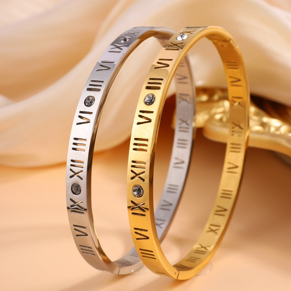 Pulsera de Titanio con Diseño de Números Romanos
