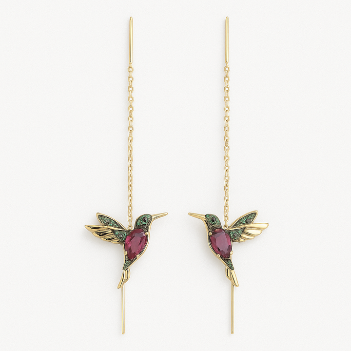 Pendientes de colibrí con zirconia