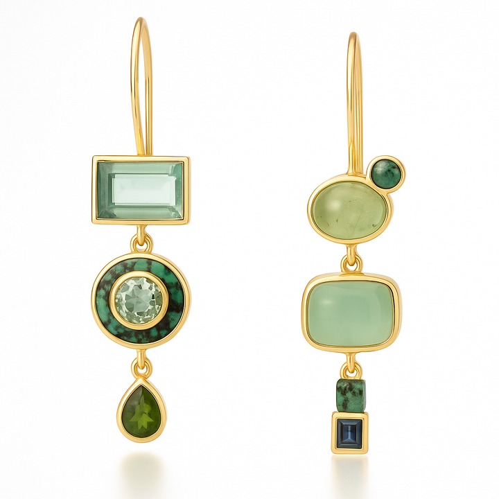 Pendientes colgantes vintage en tono verde