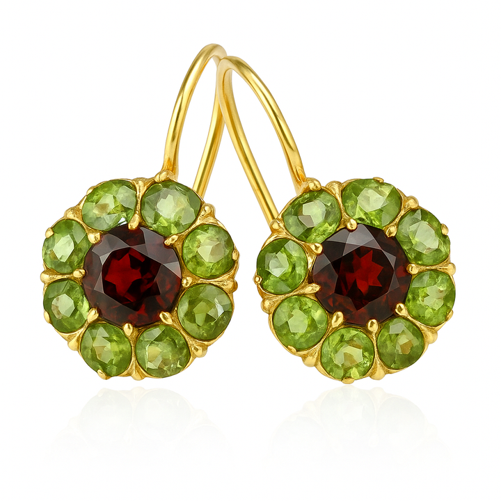 Pendientes Vintage de Cristal en Tonos Verdes y Rojos