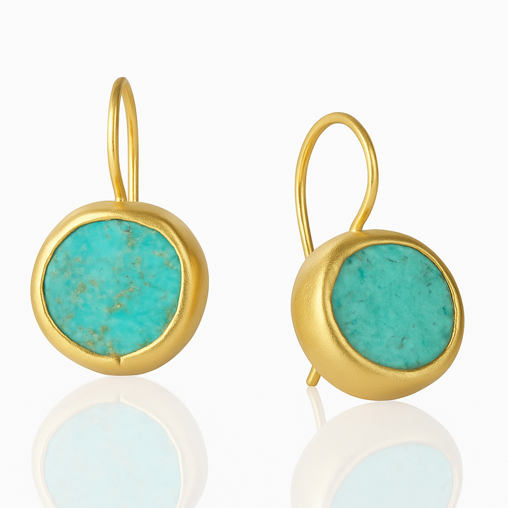 Pendientes de oro con gema turquesa