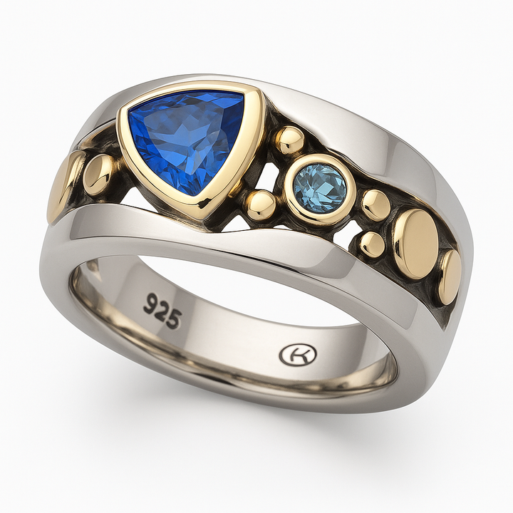 Anillo Vintage de Cristal Azul
