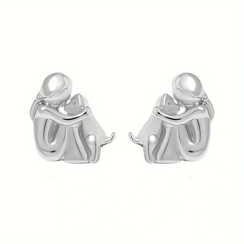 Pendientes de Peluche Bicolor en Plata y Oro