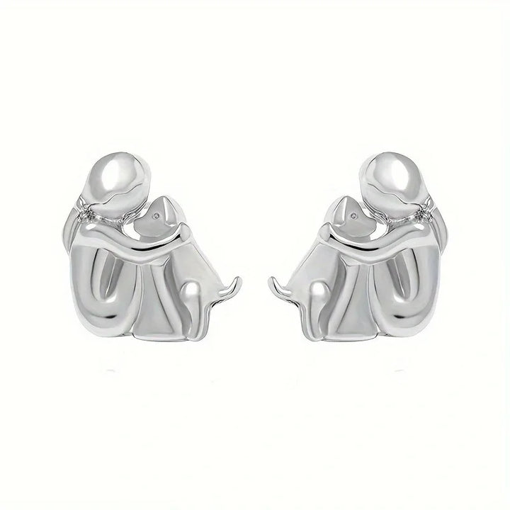Pendientes de Peluche Bicolor en Plata y Oro