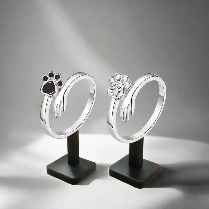 Anillo Ajustable de Plata de Ley 925 – Diseño Mano con Patas
