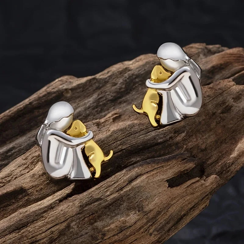 Pendientes de Peluche Bicolor en Plata y Oro