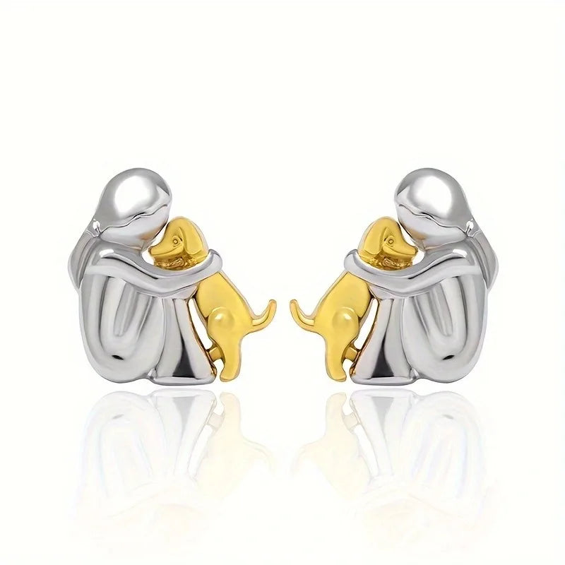 Pendientes de Peluche Bicolor en Plata y Oro
