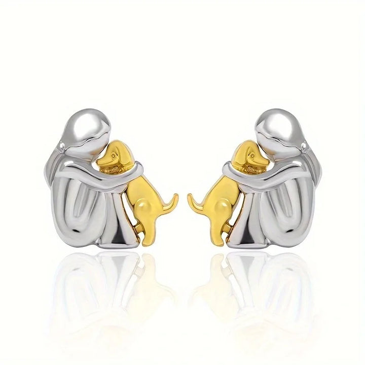 Pendientes de Peluche Bicolor en Plata y Oro