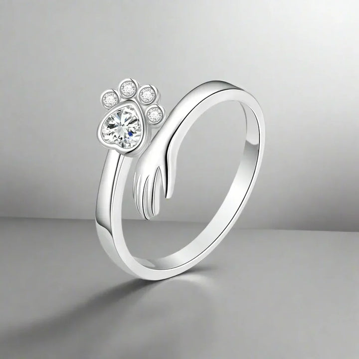 Anillo Ajustable de Plata de Ley 925 – Diseño Mano con Patas