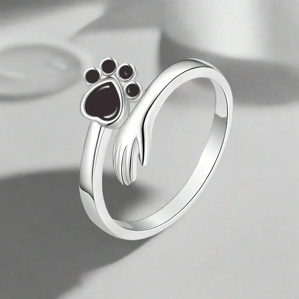 Anillo Ajustable de Plata de Ley 925 – Diseño Mano con Patas