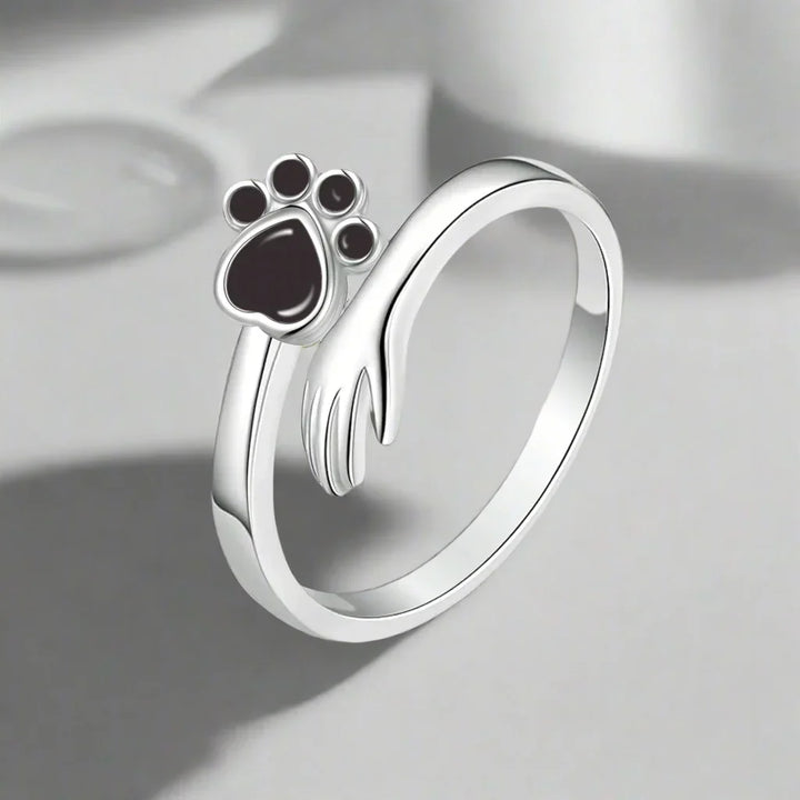 Anillo Ajustable de Plata de Ley 925 – Diseño Mano con Patas