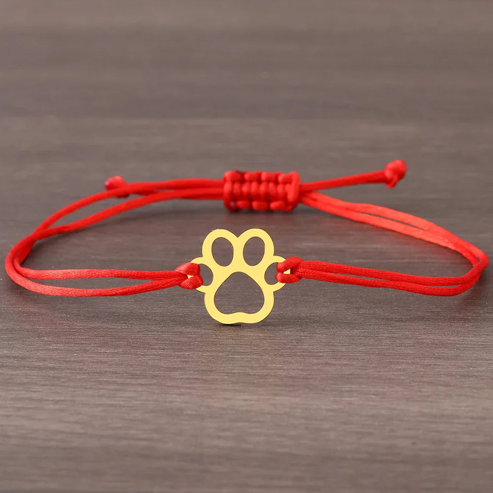 Pulsera de Tobillo Ajustable con Cuerda Negra y Roja
