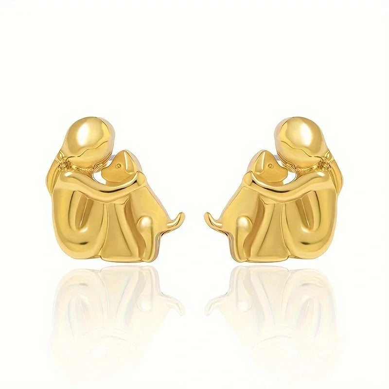 Pendientes de Peluche Bicolor en Plata y Oro