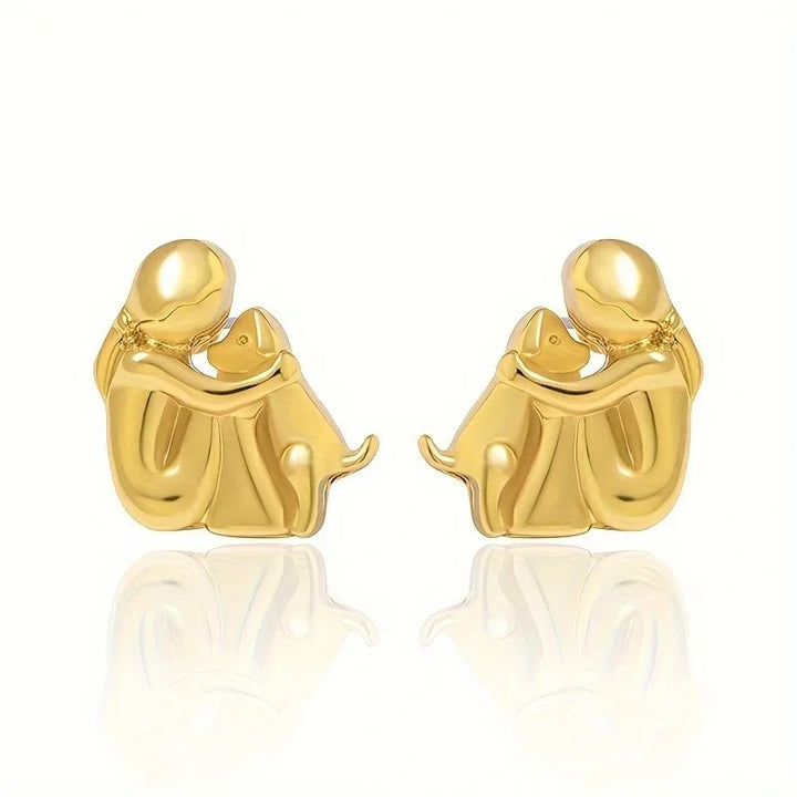 Pendientes de Peluche Bicolor en Plata y Oro
