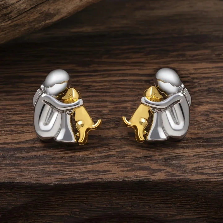Pendientes de Peluche Bicolor en Plata y Oro