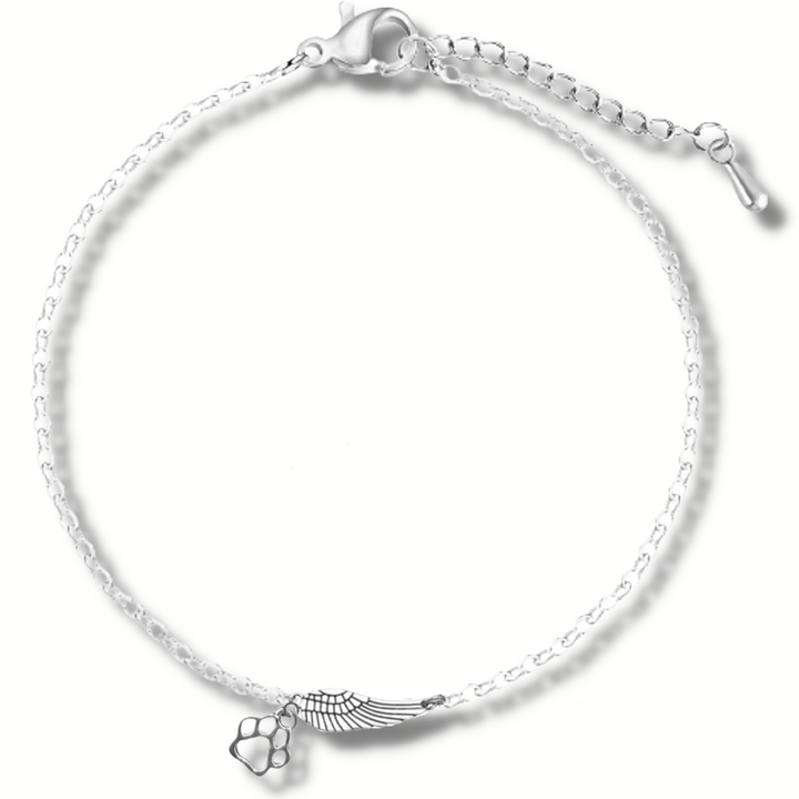 Pulsera de Plata Artesanal con Alas de Ángel y Huella Conmemorativa